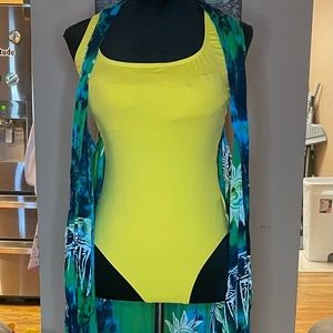 Michael Kors Size 14 Yellow Gold Bathing Suit ..one time used like new